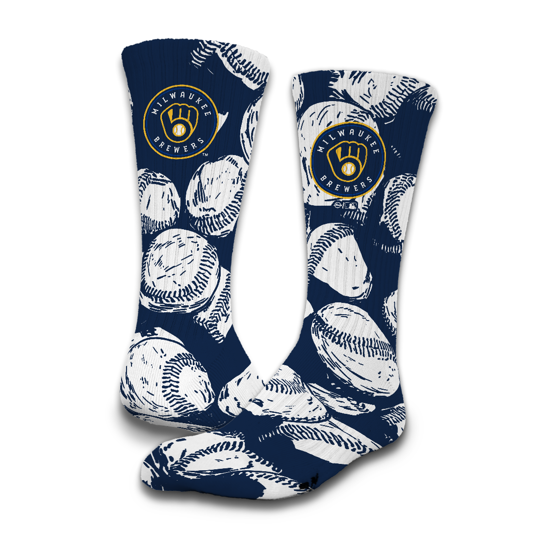 Milwaukee Brewers Baseball Pattern Socks