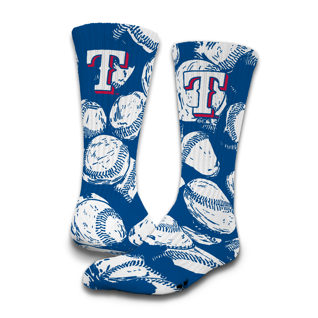 Texas Rangers Baseball Pattern Socks