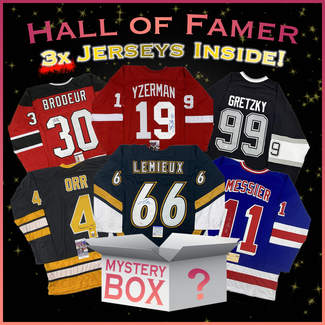 3x Hall of Famers Autographed/Signed Hockey Jerseys Mystery Box with PSA JSA or Beckett COA