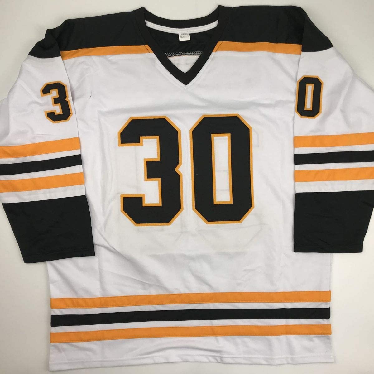 Autographed/Signed Gerry Cheevers HOF 85 Boston White Hockey Jersey JSA COA
