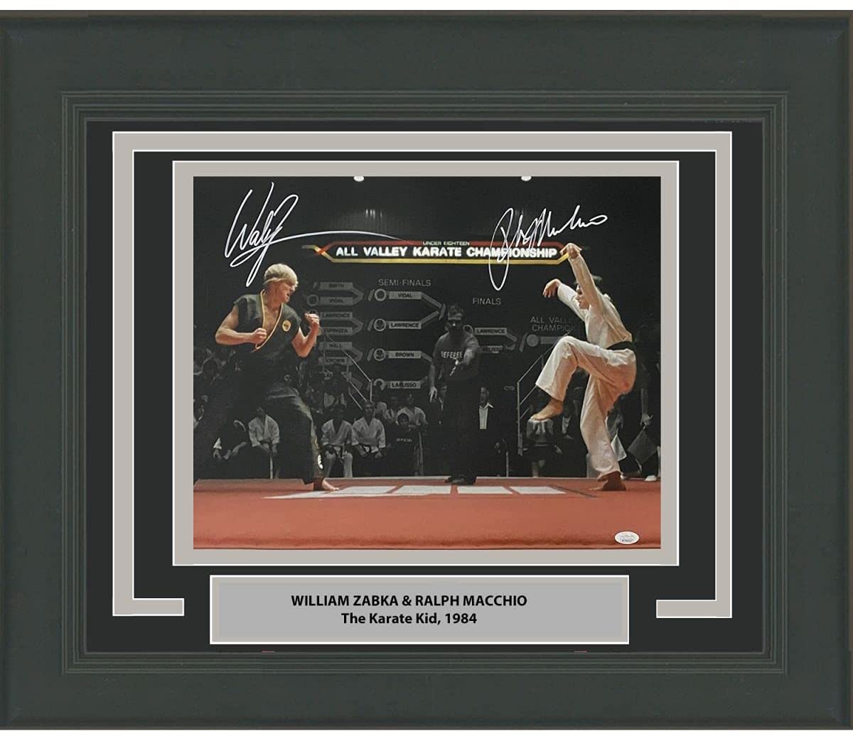 Framed Autographed/Signed William Zabka & Ralph Macchio The Karate Kid Cobra Kai 16x20 Photo JSA COA