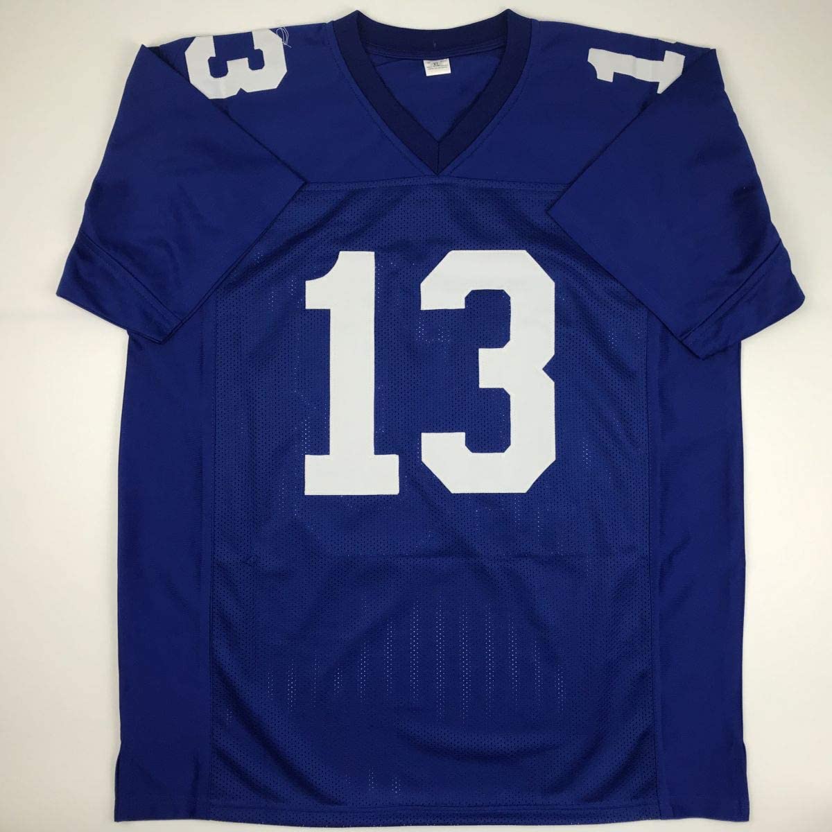 Autographed/Signed Odell Beckham Jr. New York Blue Football Jersey JSA COA