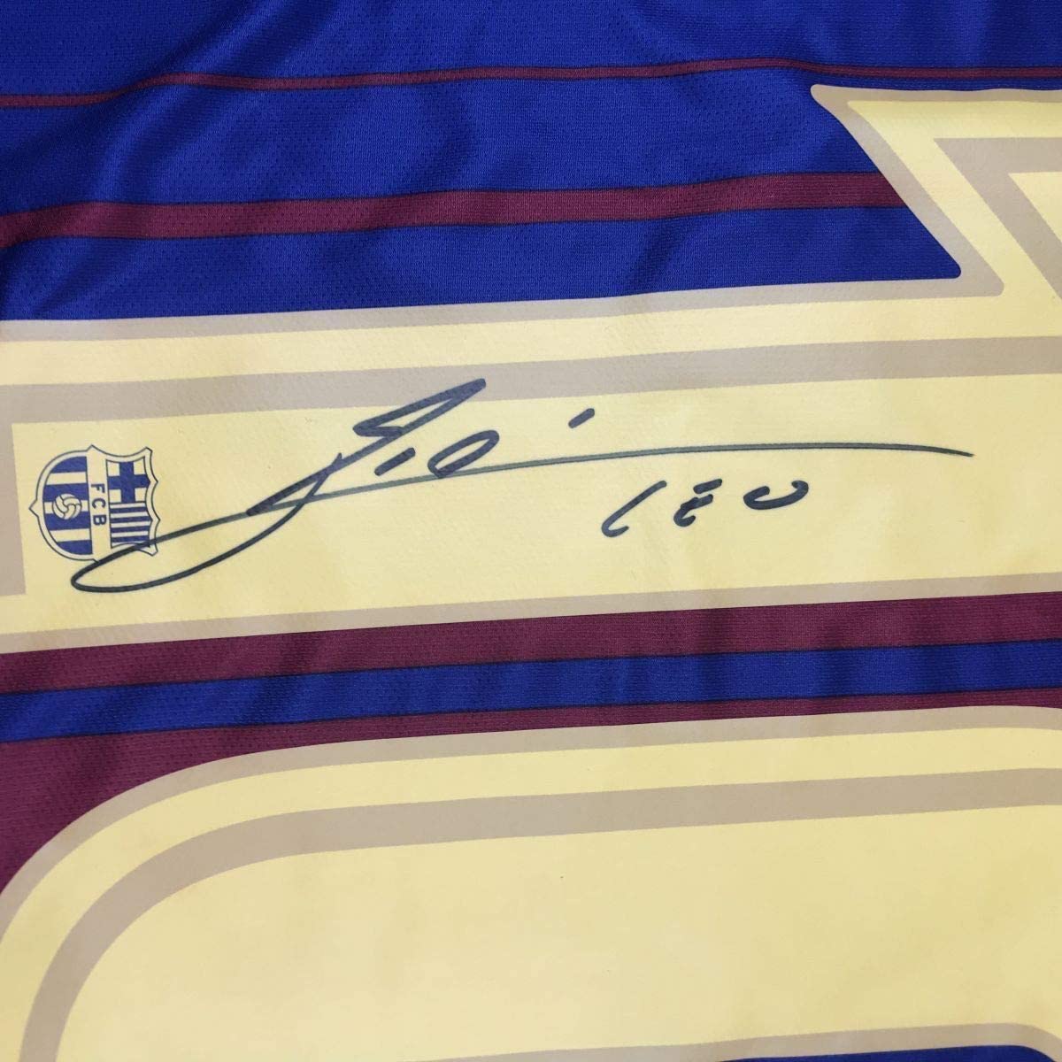 Framed Autographed/Signed Lionel Leo Messi 35x39 FC Barcelona Blue Soccer Jersey Beckett BAS COA Auto