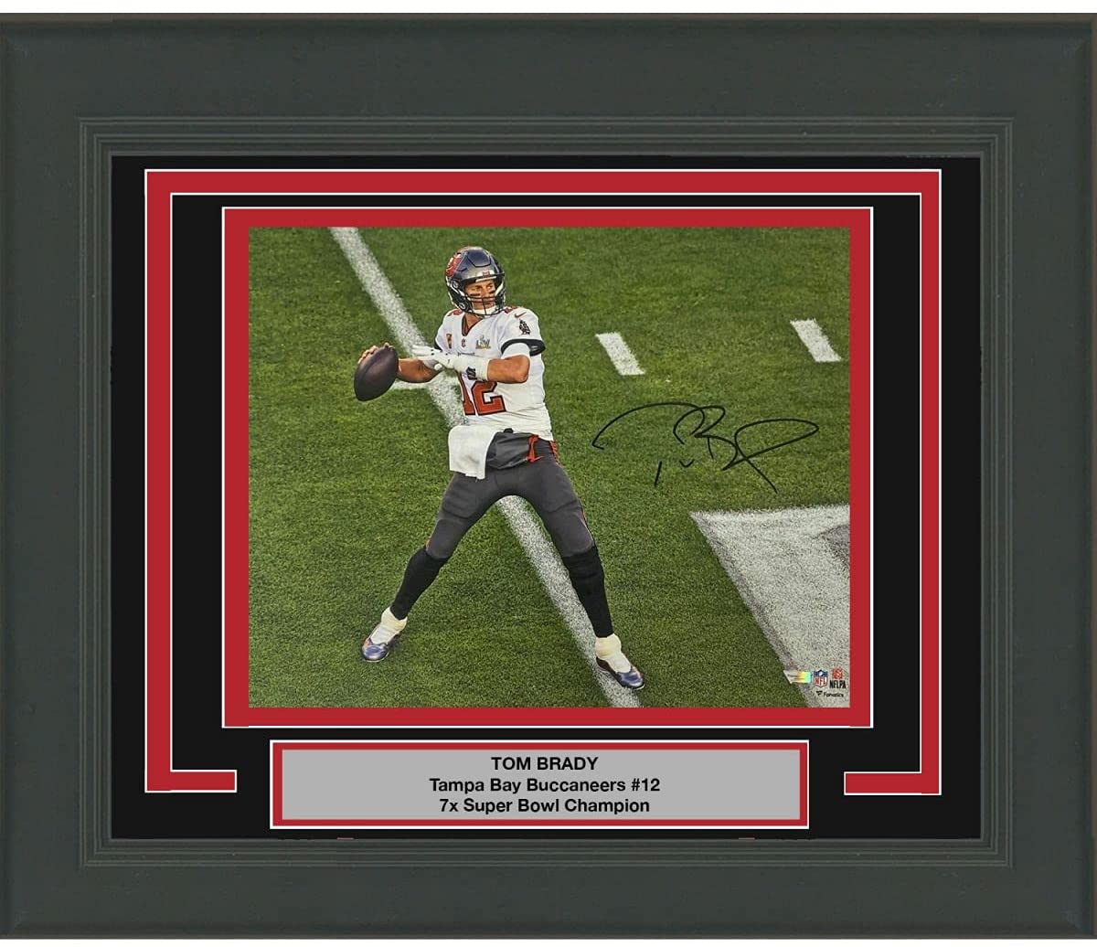 Framed Autographed/Signed Tom Brady Super Bowl LV Tampa Bay Buccaneers 16x20 Football Photo Fanatics COA