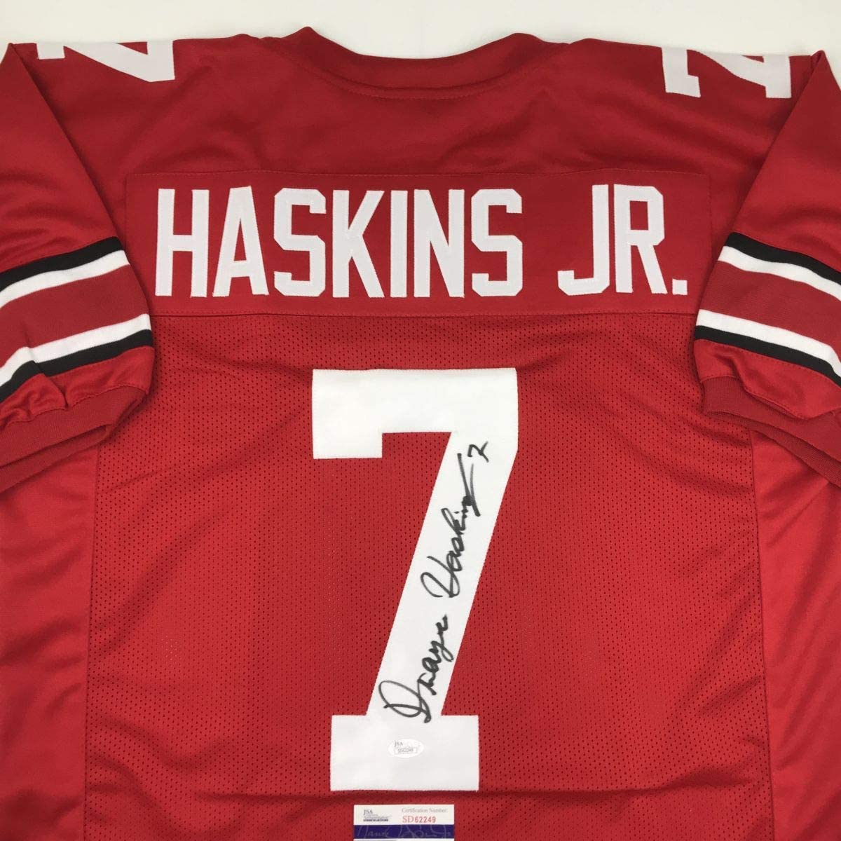 Autographed/Signed Dwayne Haskins Jr. Ohio State Red College Football Jersey JSA COA