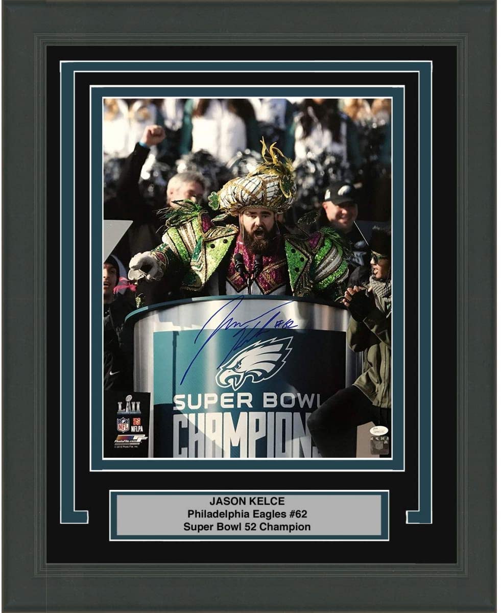 Framed Autographed/Signed Jason Kelce Super Bowl Parade Speech Mummers Philadelphia Eagles 16x20 Football Photo PSA/DNA COA