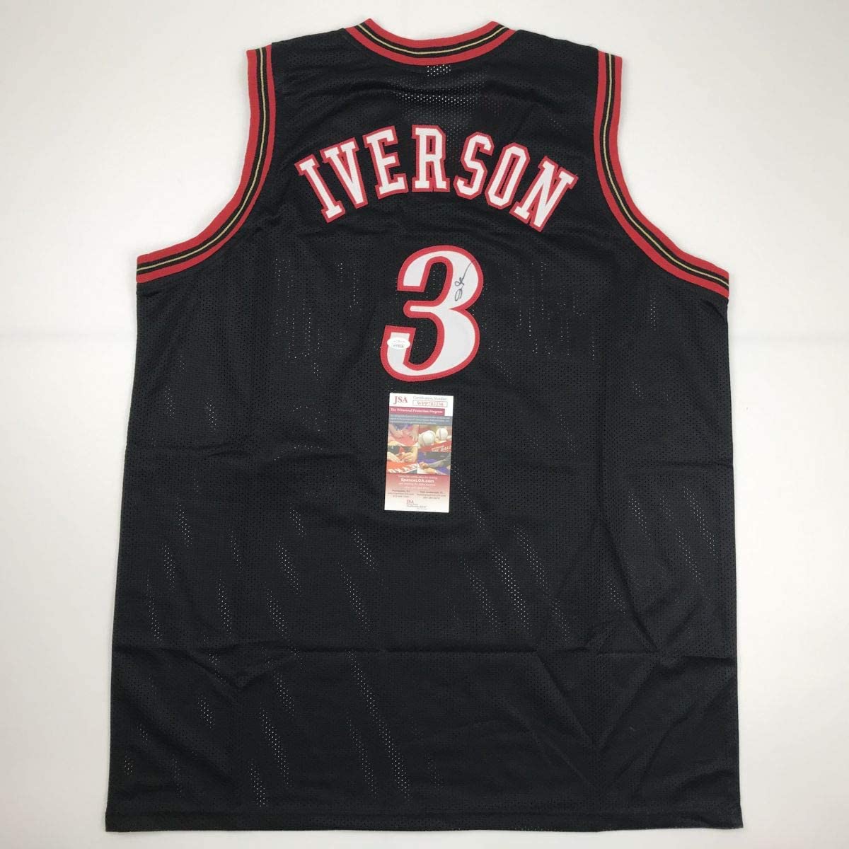 Autographed/Signed Allen Iverson Philadelphia Black Basketball Jersey JSA COA