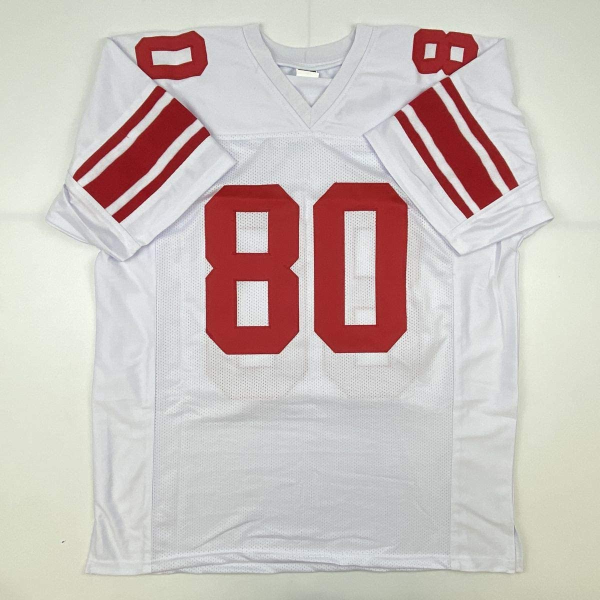 Autographed/Signed Jeremy Shockey New York White Football Jersey JSA COA