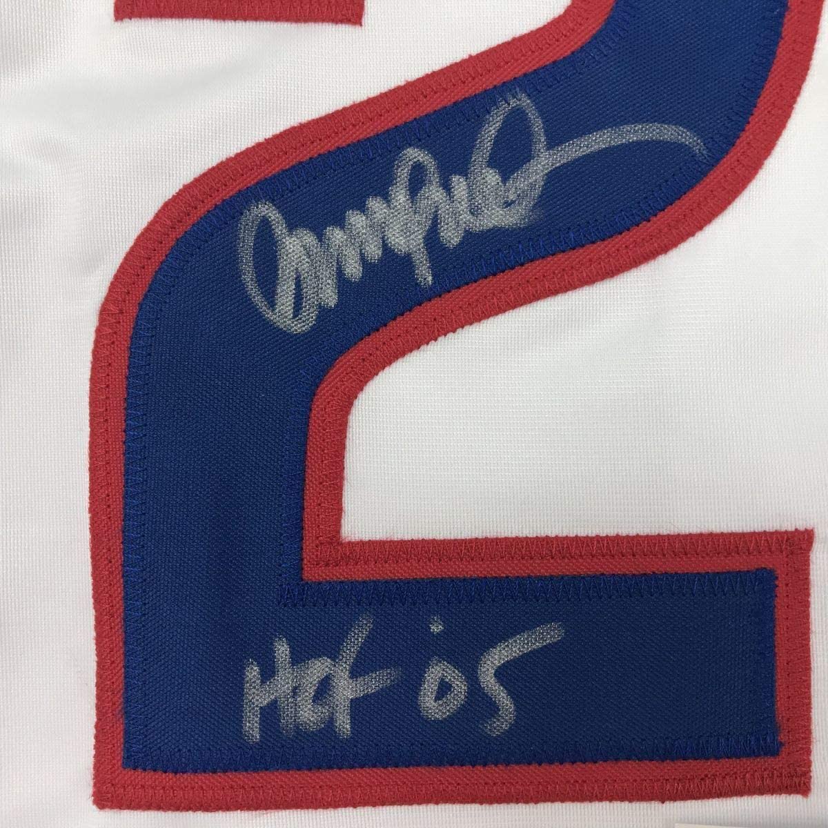 Framed Autographed/Signed Ryne Sandberg HOF 05 35x39 Chicago White Baseball Jersey JSA COA