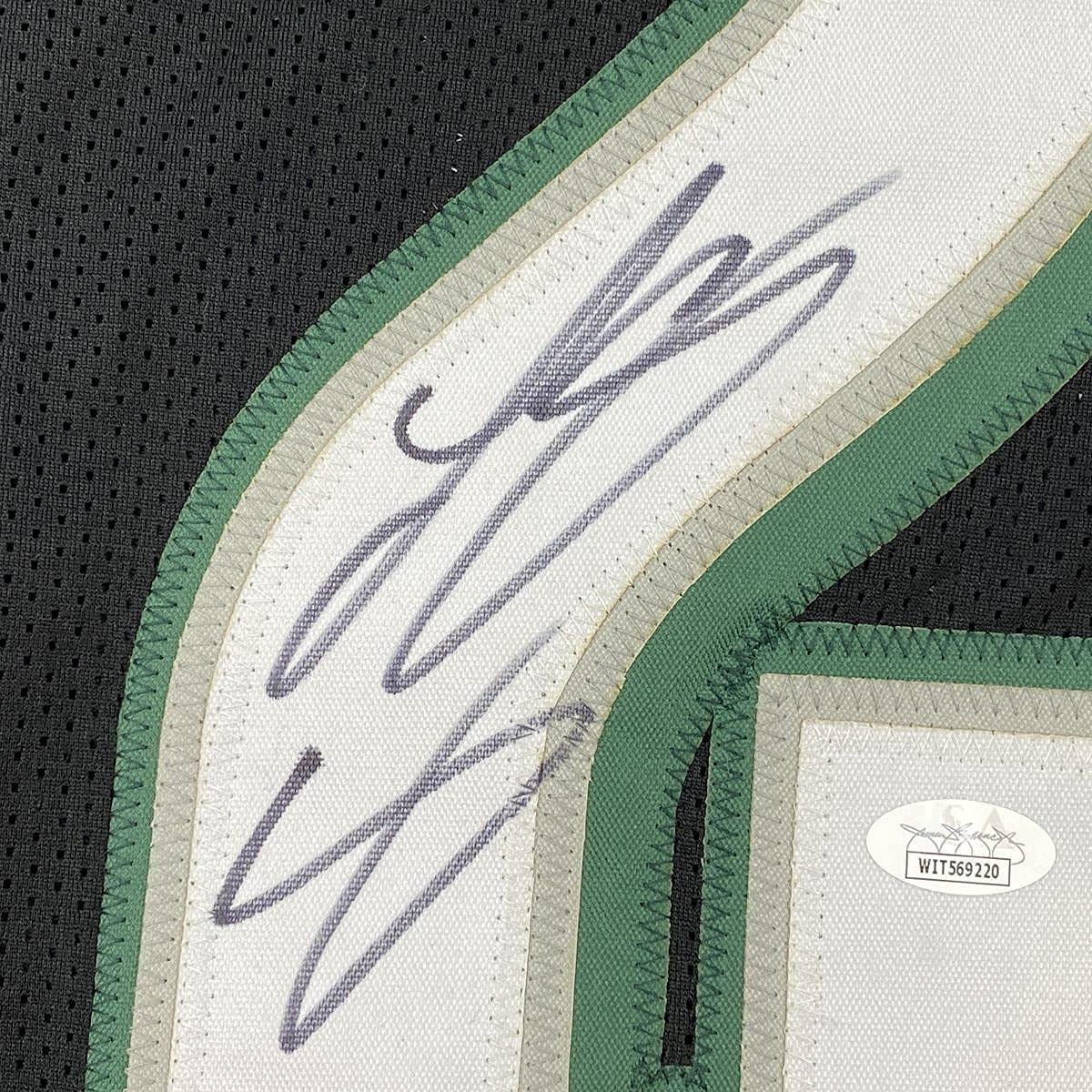 Framed Autographed/Signed LeSean McCoy 35x39 Philadelphia Black Football Jersey JSA COA