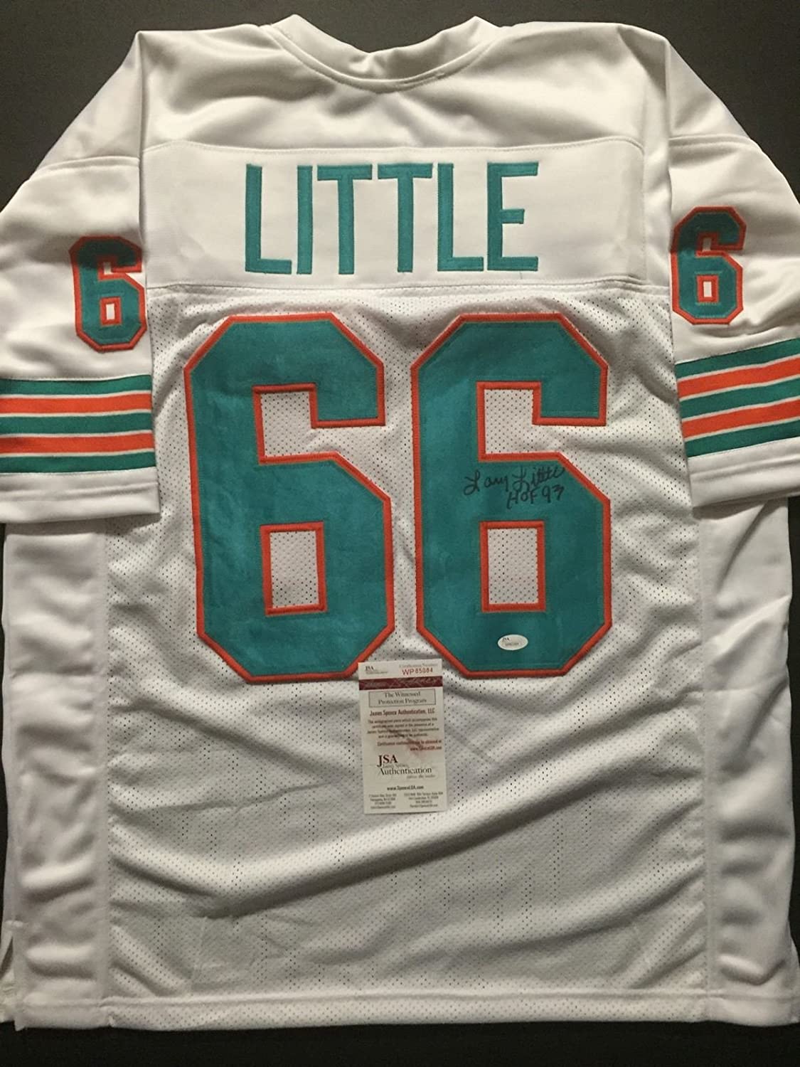 Autographed/Signed Larry Little HOF 93 Miami White Football Jersey JSA COA