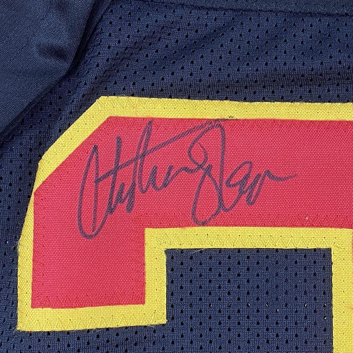 Framed Autographed/Signed Christian Okoye 35x39 Kansas City Black Football Jersey JSA COA