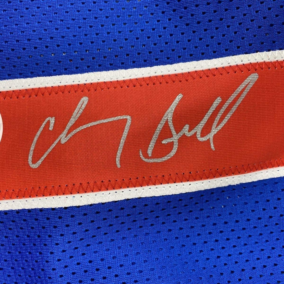 Autographed/Signed Chauncey Billups Detroit Blue Basketball Jersey JSA COA