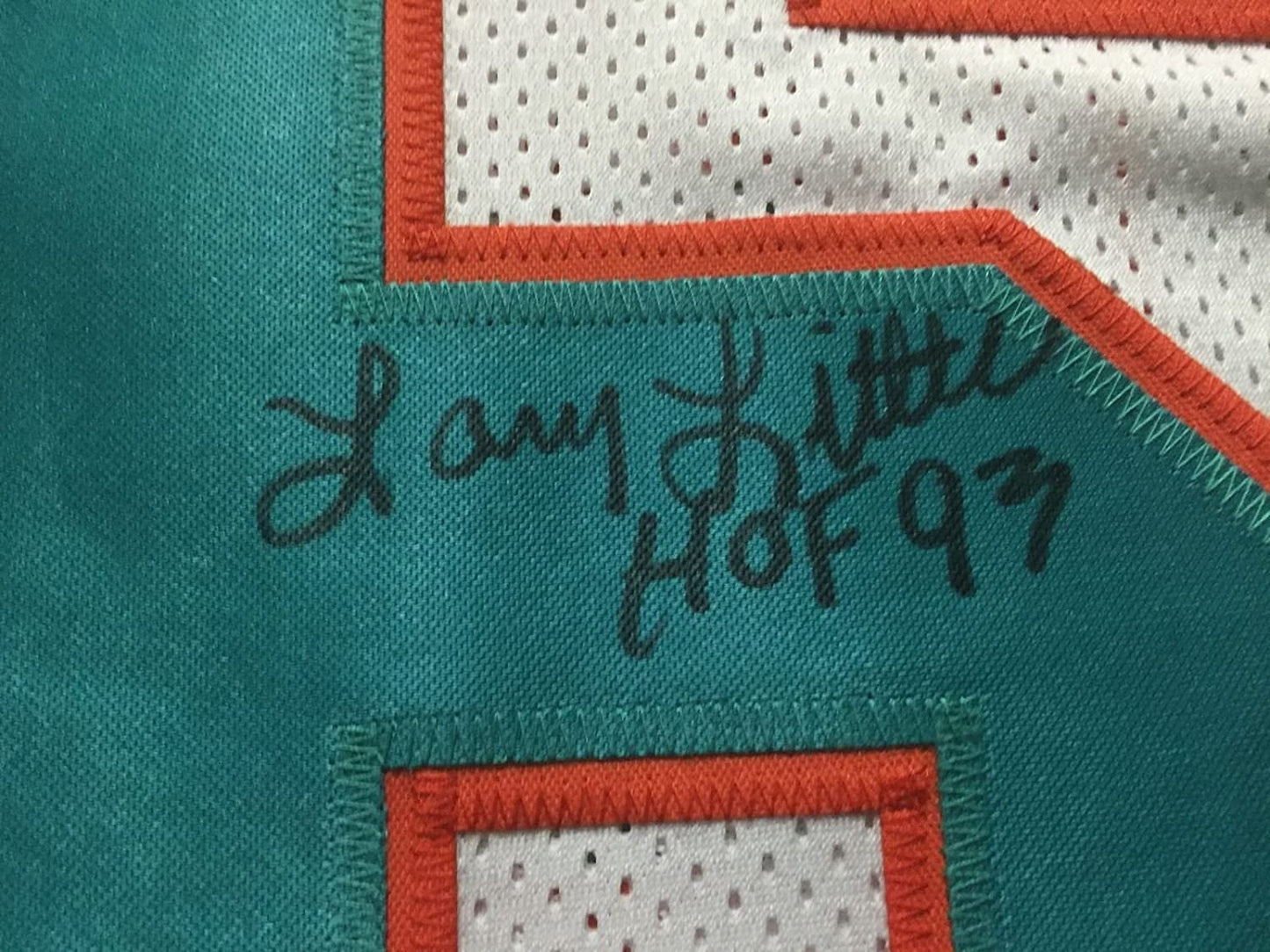 Autographed/Signed Larry Little HOF 93 Miami White Football Jersey JSA COA