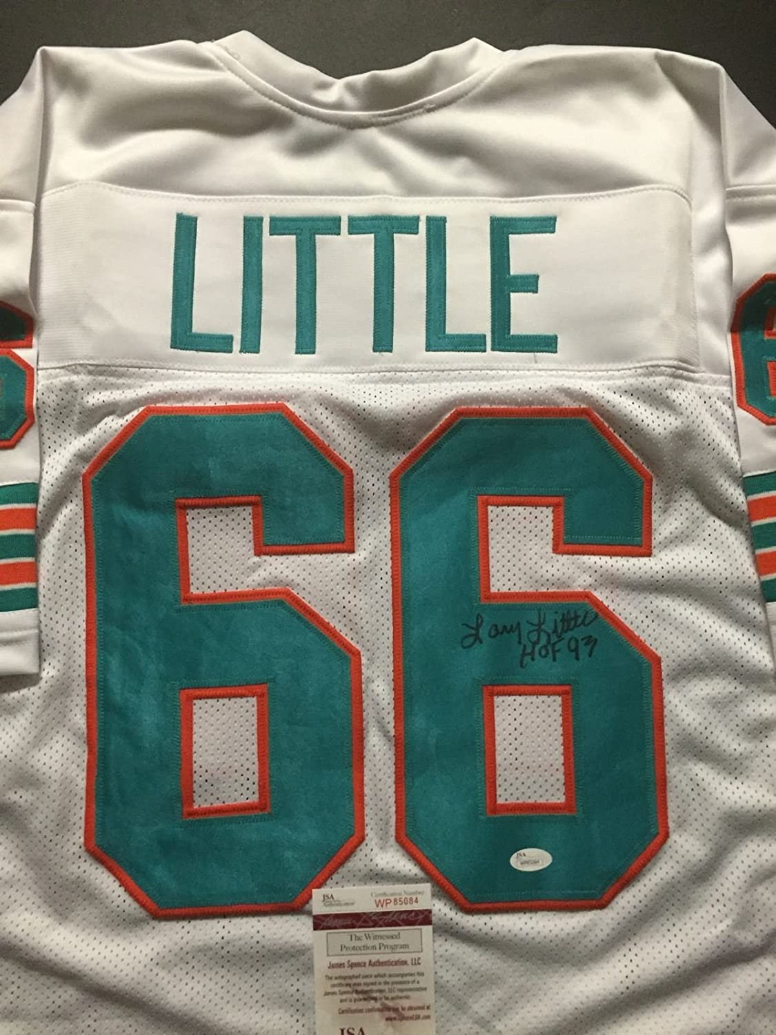 Autographed/Signed Larry Little HOF 93 Miami White Football Jersey JSA COA