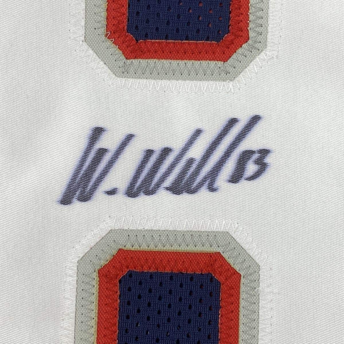 Framed Autographed/Signed Wes Welker 35x39 New England Blue Football Jersey JSA COA