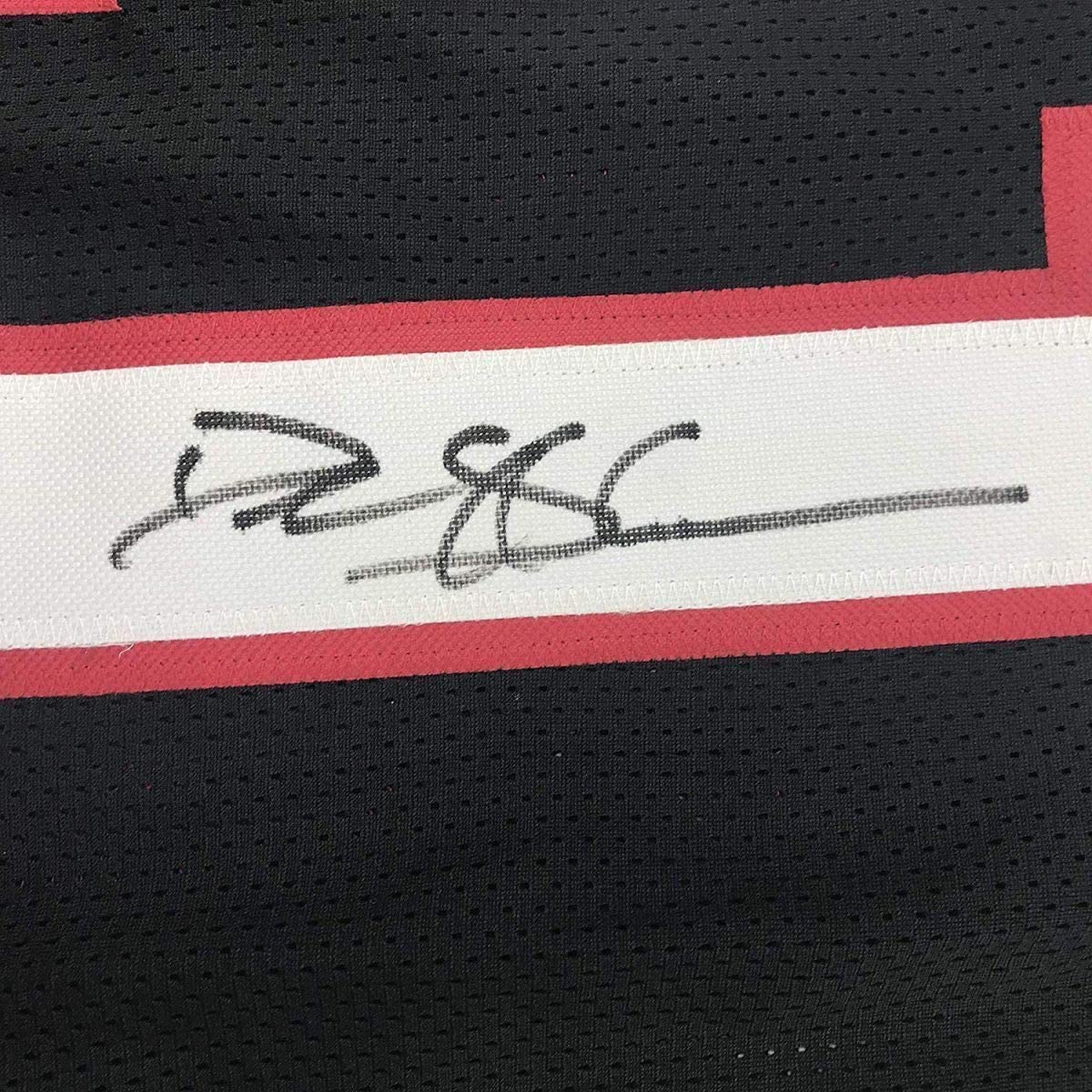 Framed Autographed/Signed Deion Sanders 35x39 Atlanta Black Football Jersey JSA COA