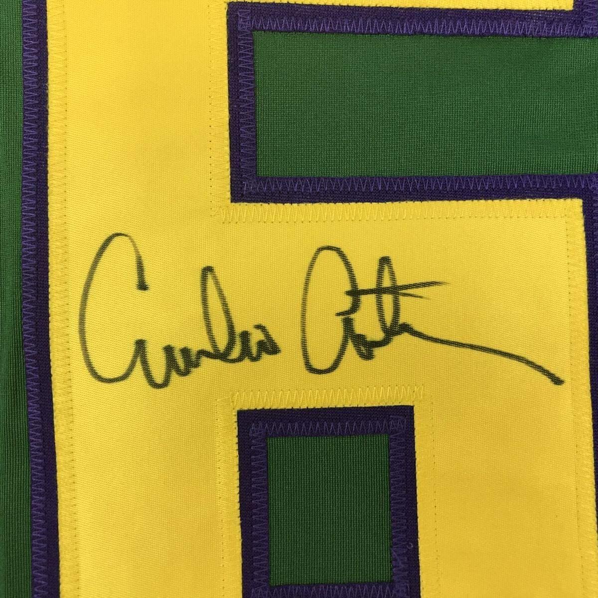 Framed Autographed/Signed Emilio Estevez Gordon Bombay 35x39 The Mighty Ducks Green Hockey Jersey PSA/DNA COA