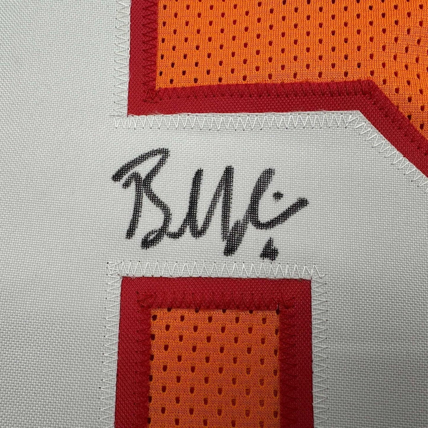 Framed Autographed/Signed Baker Mayfield 35x39 Tampa Bay Orange Creamsicle Retro Throwback Football Jersey Beckett BAS COA