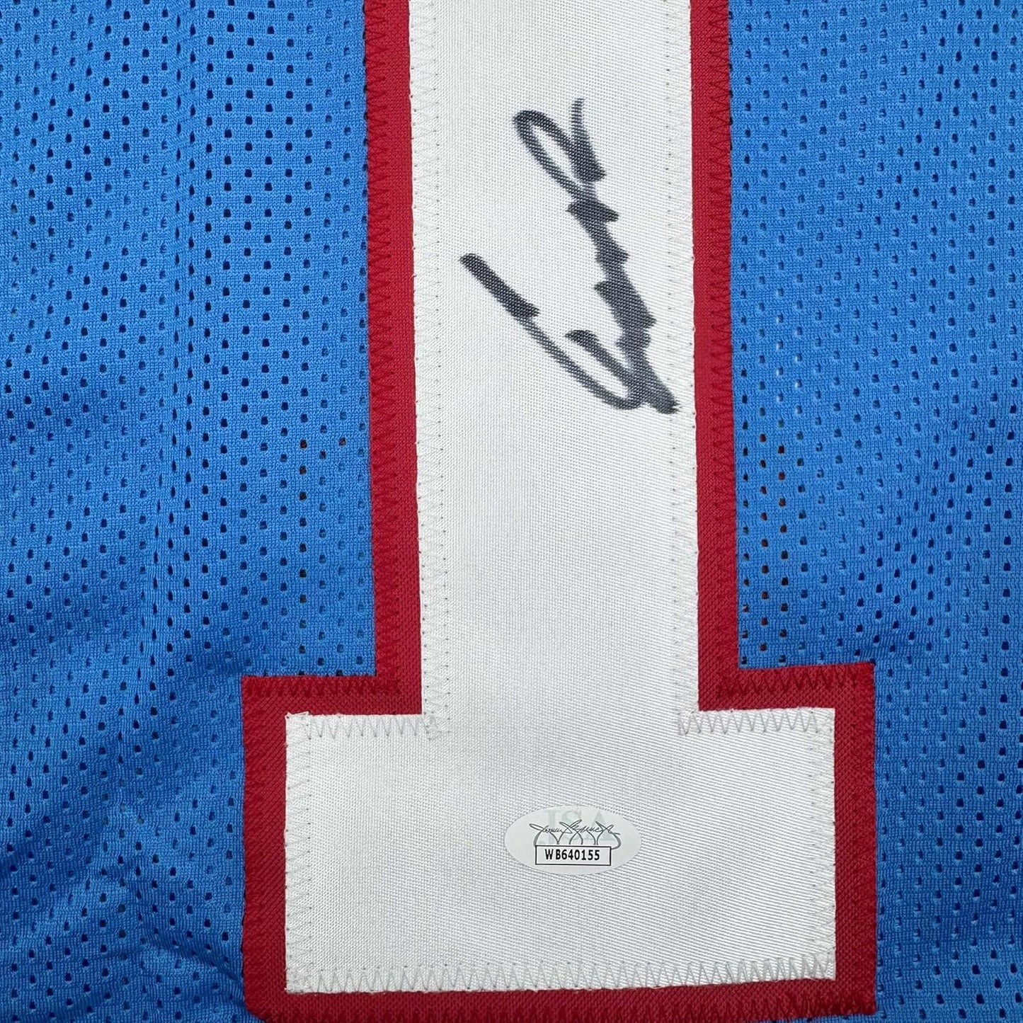 Framed Autographed/Signed Cameron Cam Ward 35x39 Tennessee Retro Light Blue Football Jersey JSA COA