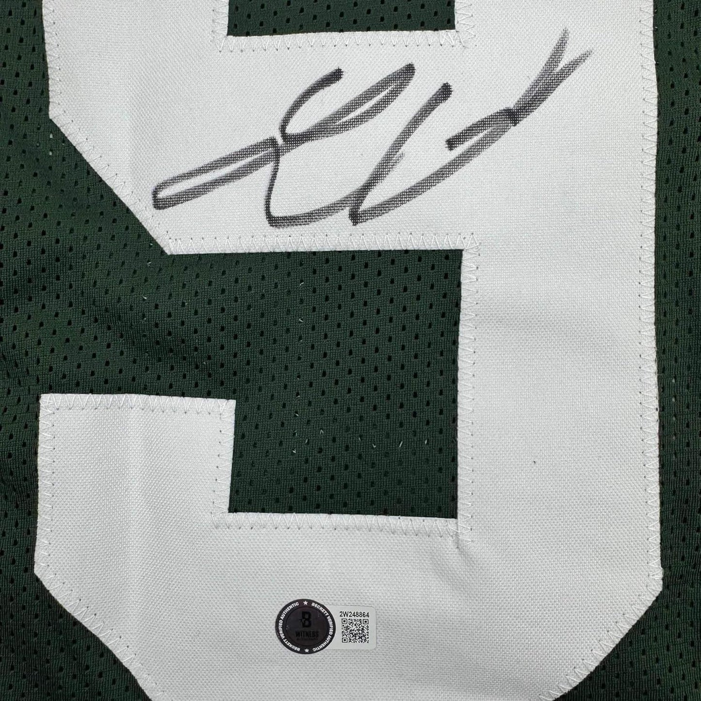Framed Autographed/Signed Lukas Van Ness 35x39 Green Bay Green Football Jersey Beckett BAS COA