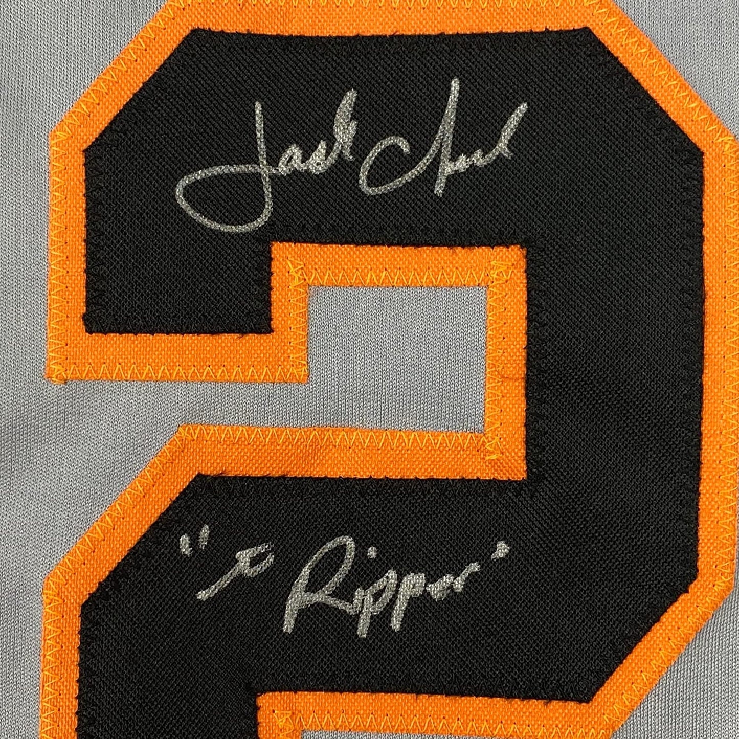 Framed Autographed/Signed Jack Clark The Ripper 35x39 San Francisco Grey Baseball Jersey JSA COA