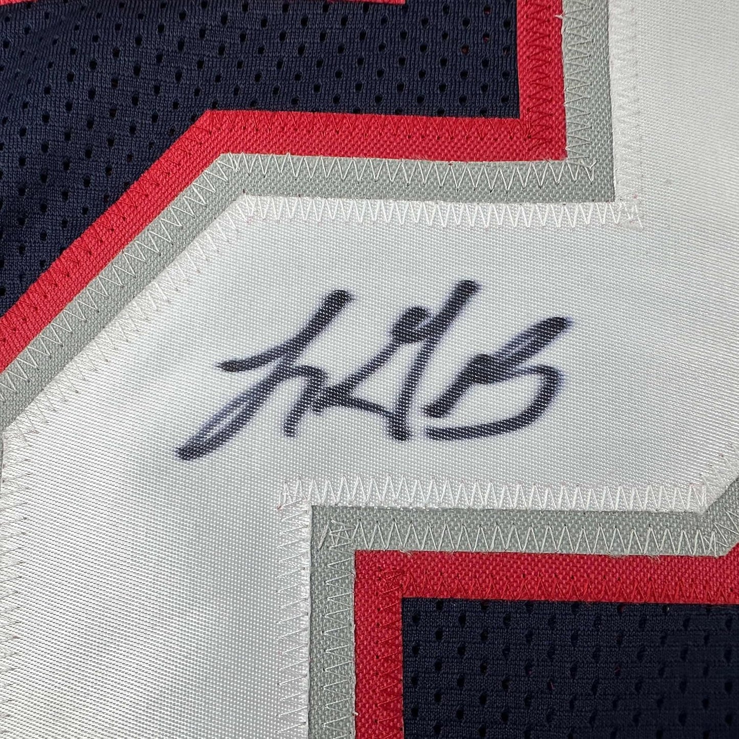 Framed Autographed/Signed LeGarrette Blount 35x39 New England Blue Football Jersey JSA COA