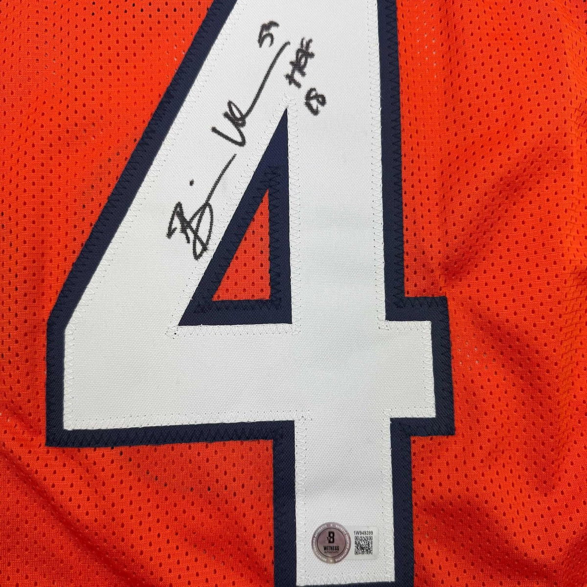 Framed Autographed/Signed Brian Urlacher 35x39 HOF 18 Chicago Orange Football Jersey Beckett BAS COA