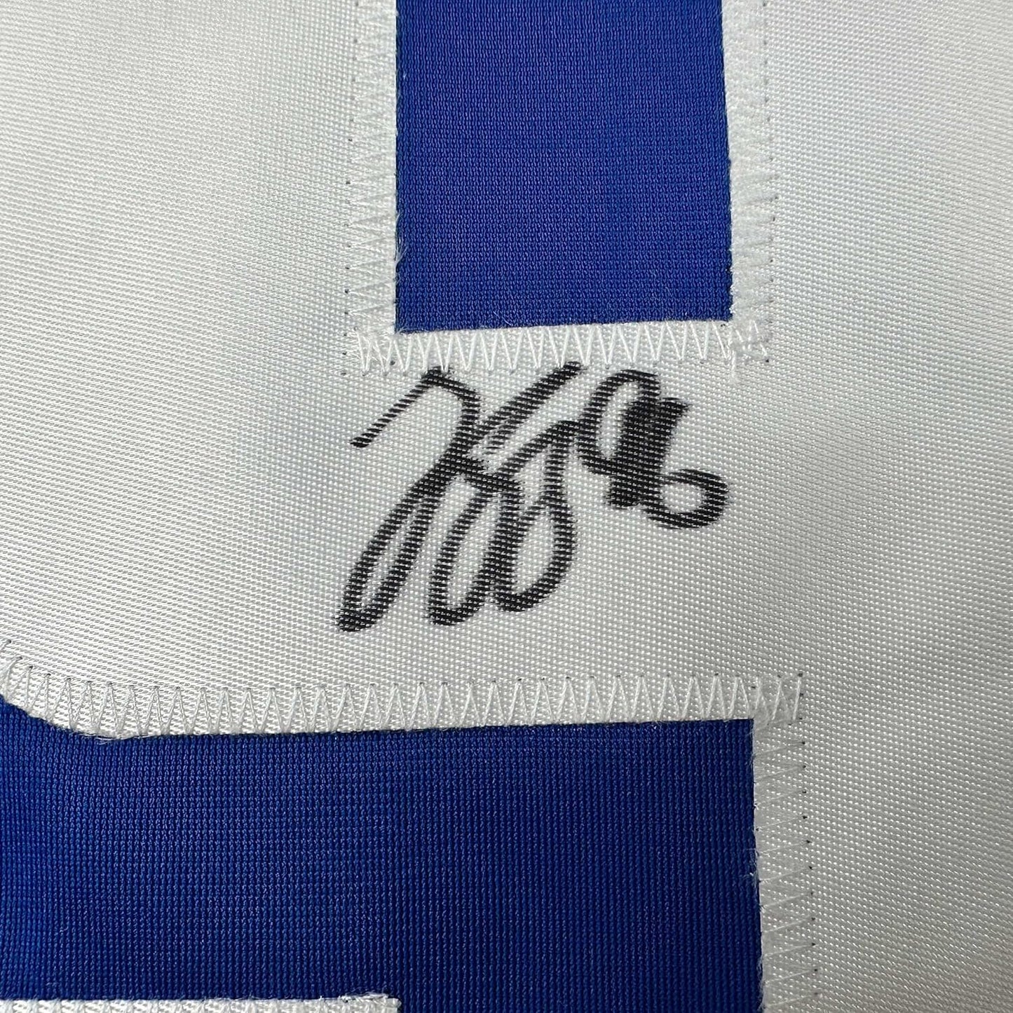 Framed Autographed/Signed Andrei Kuzmenko 35x39 Vancouver Blue Hockey Jersey PSA/DNA COA
