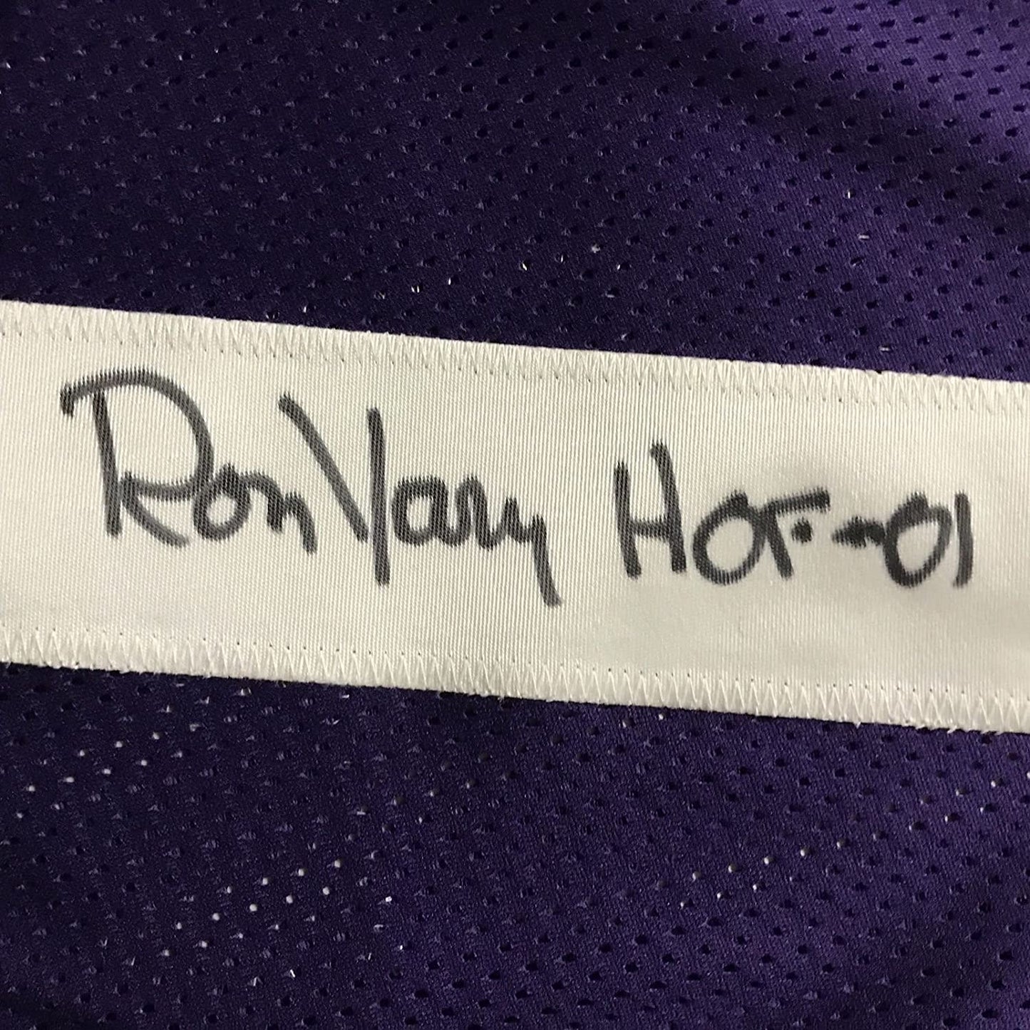 Framed Autographed/Signed Ron Yary HOF 01 35x39 Minnesota Vikings Purple Football Jersey JSA COA