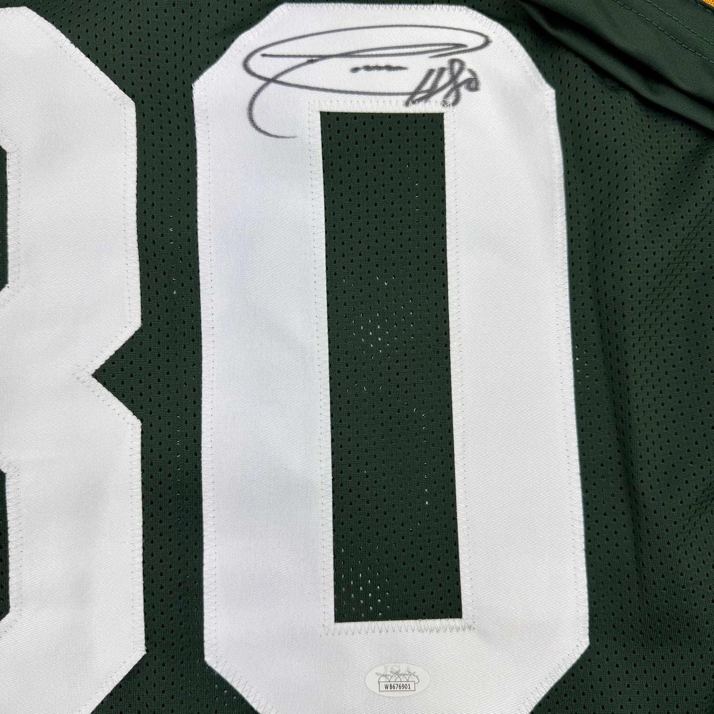 Framed Autographed/Signed Donald Driver 35x39 Green Bay Green Football Jersey JSA COA