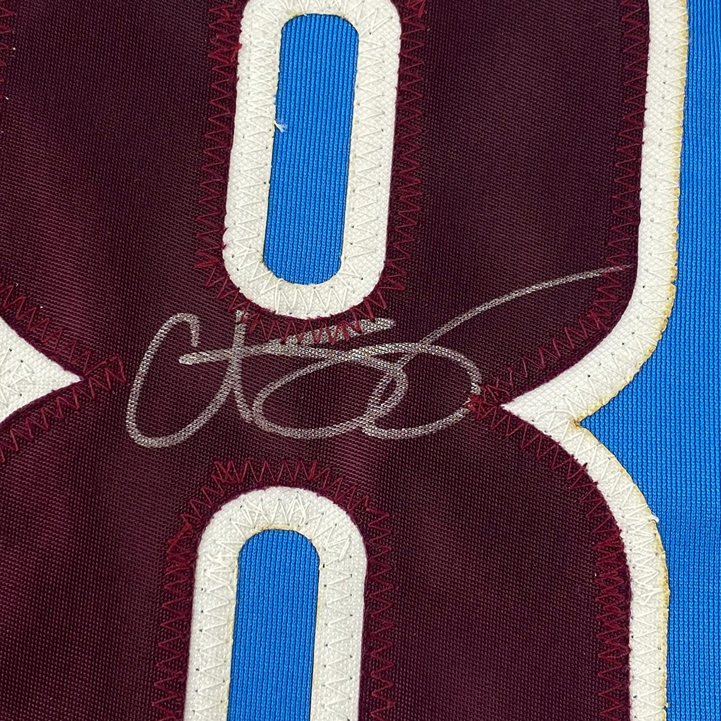 Framed Autographed/Signed Curt Schilling 35x39 Philadelphia Retro Blue Baseball Jersey JSA COA