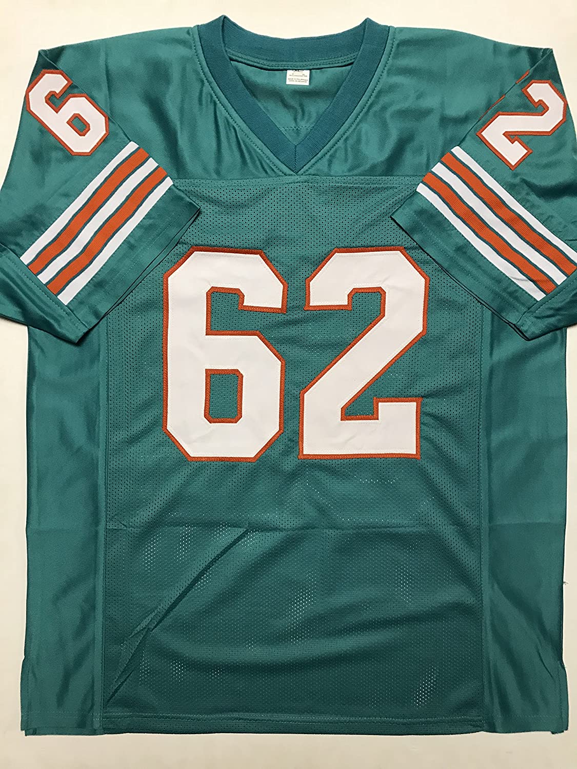 Autographed/Signed Jim Langer HOF 87 Miami Teal Football Jersey JSA COA