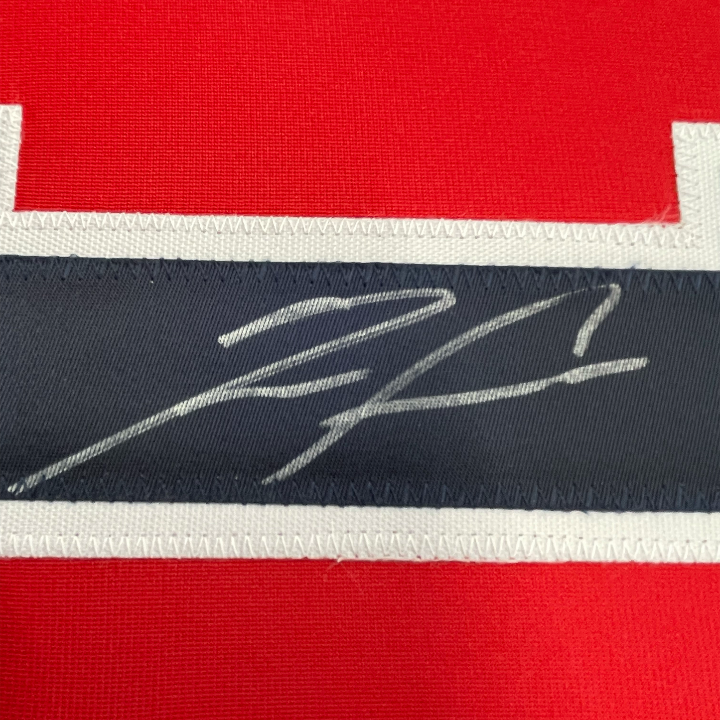Framed Autographed/Signed Ronald Acuna Jr. 35x39 Atlanta Red Baseball Jersey JSA COA