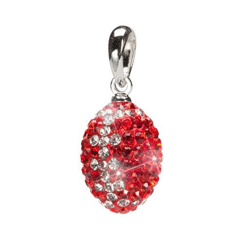 Red and Clear Crystal Football Charm Pendant Set