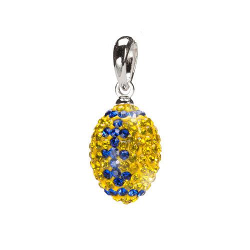 Yellow With Blue Crystal Football Necklace Pendant