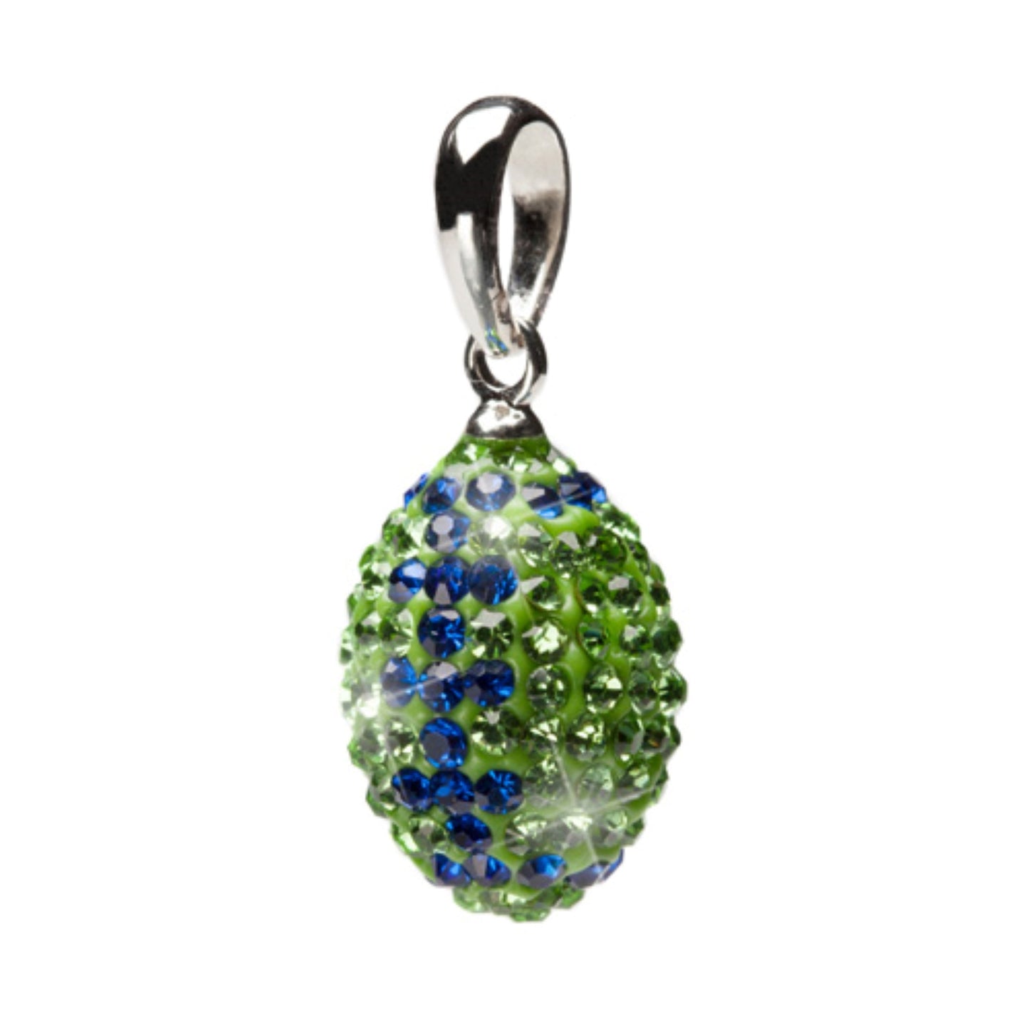 Green + Blue Crystal Football Pendant Necklace