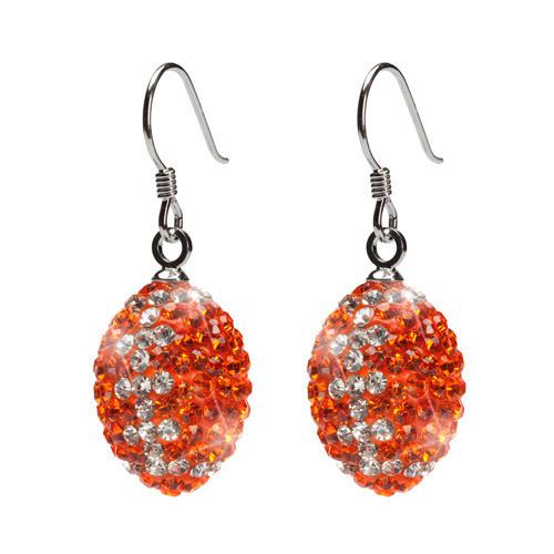 Orange and Clear Crystal Football Charm Pendant Jewelry