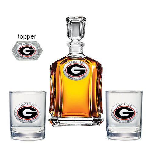 University of Georgia Capitol Decanter with 2 Glasses