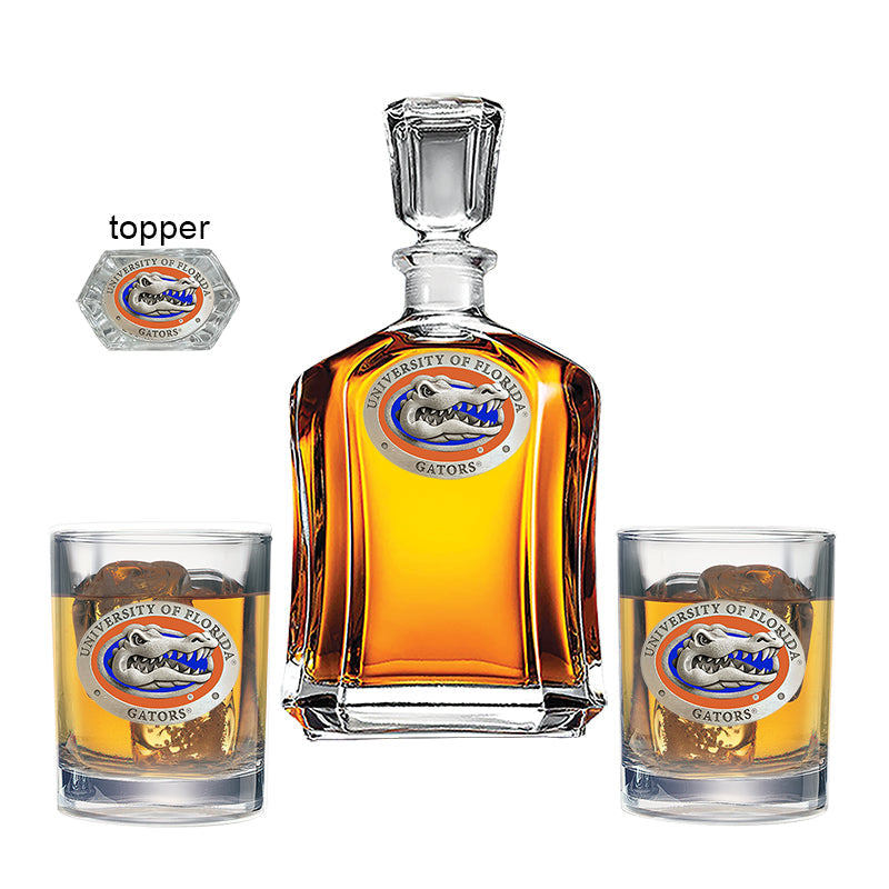 University of Florida Capitol Decanter with 2 Glasses