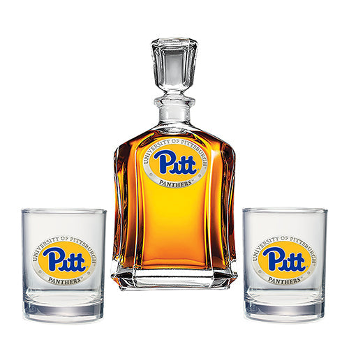 University of Pittsburgh Capitol Decanter with 2 Glasses