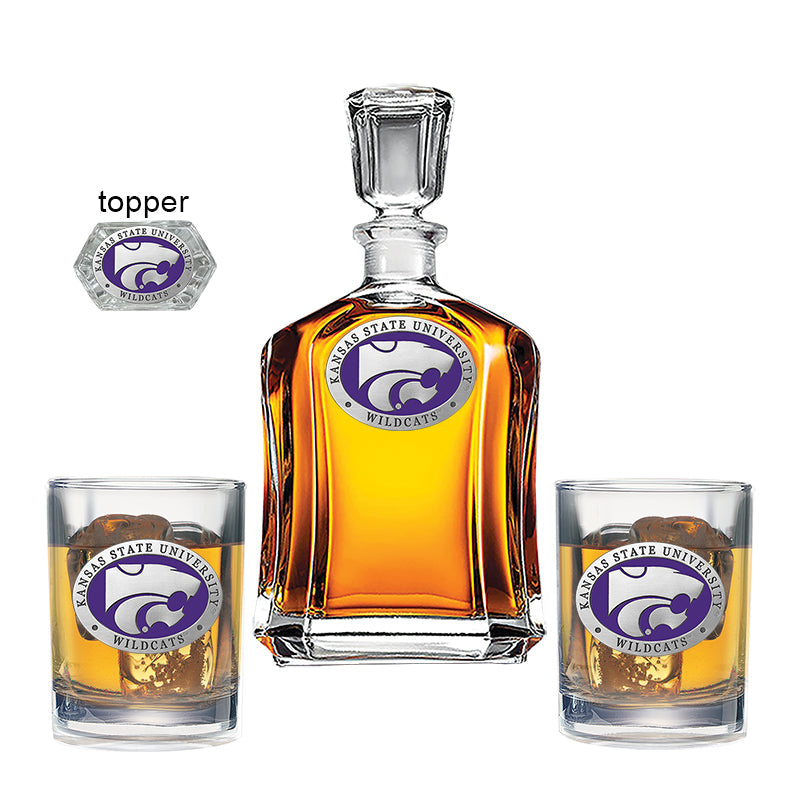 Kansas State University Decanter with 2 Glasses