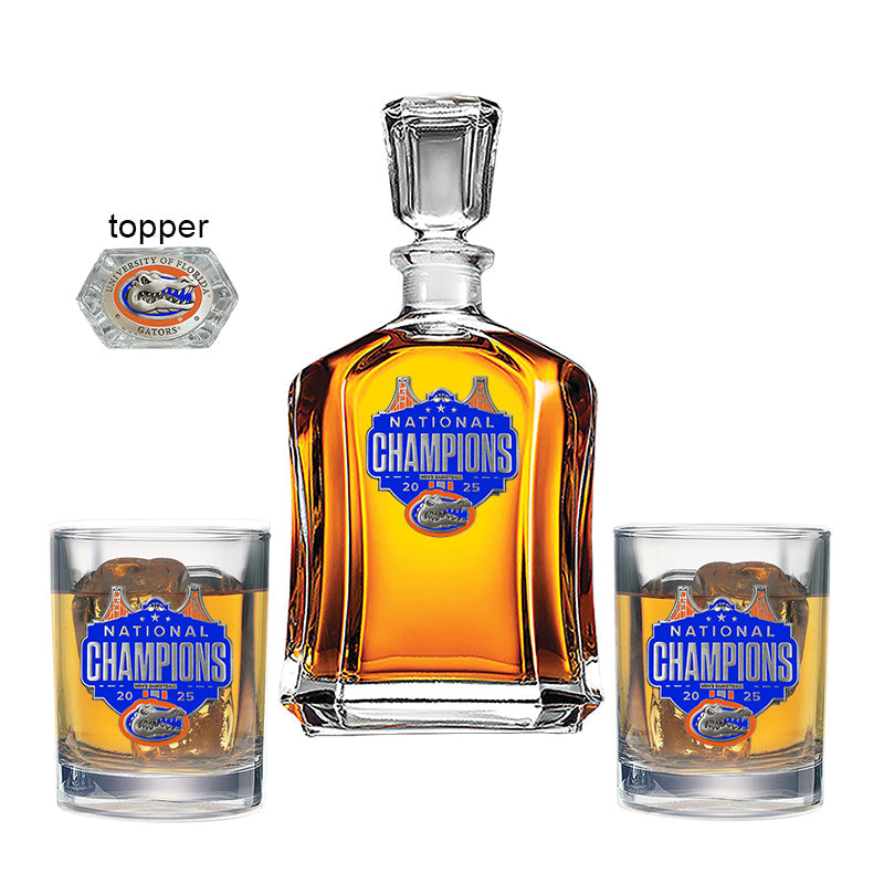 2025 Univ. of Florida Basketball Champ Capitol Decanter with 2 Glasses