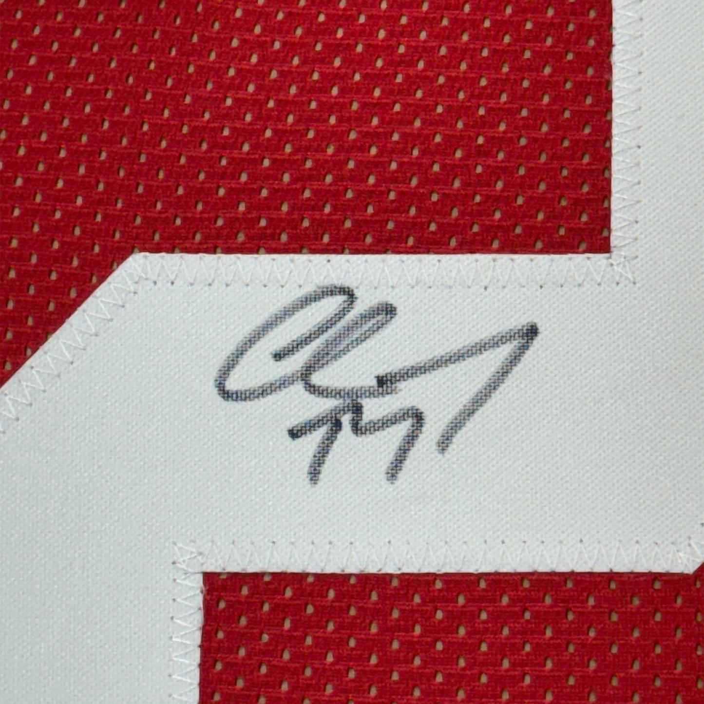 Framed Autographed/Signed Christian McCaffrey 35x39 San Francisco Red Football Jersey Beckett BAS COA