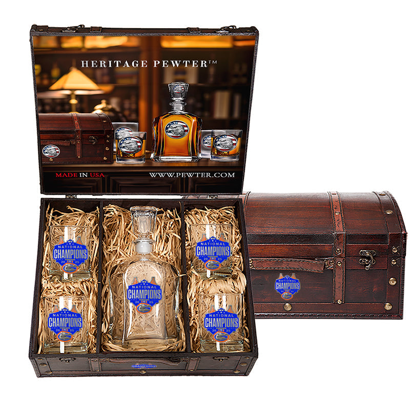 2025 Univ. of Florida Basketball Champ Capitol Decanter Chest Set