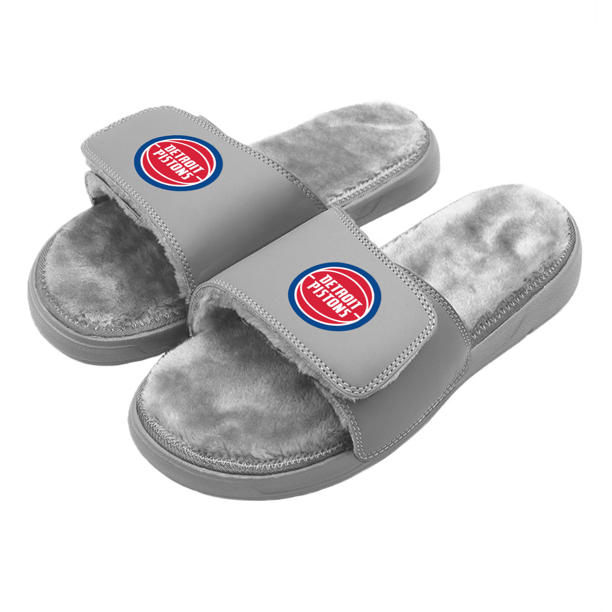Detroit Pistons Primary Grey Fur Slides