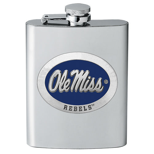 University of Mississippi "Ole Miss" Blue Logo Flask