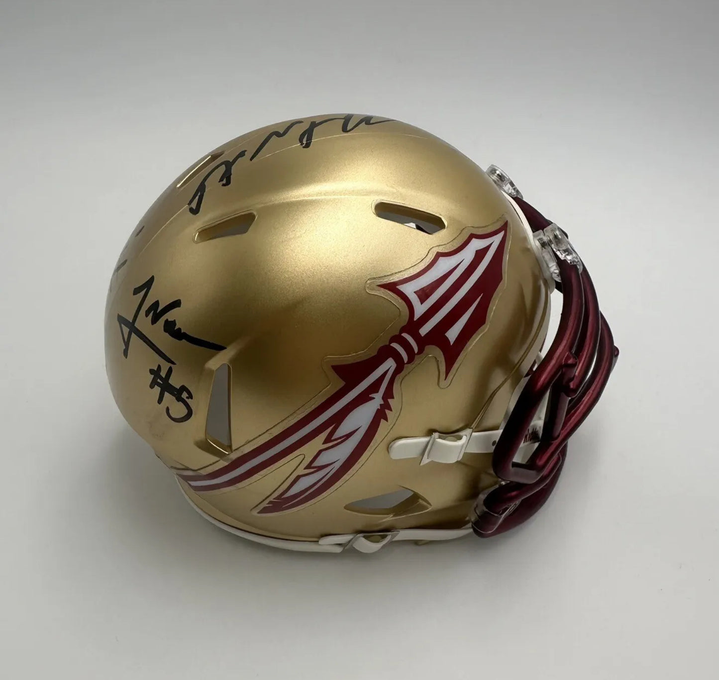 Jordan Travis, Benson, Verse, Norvell Autographed Florida State Mini Helmet