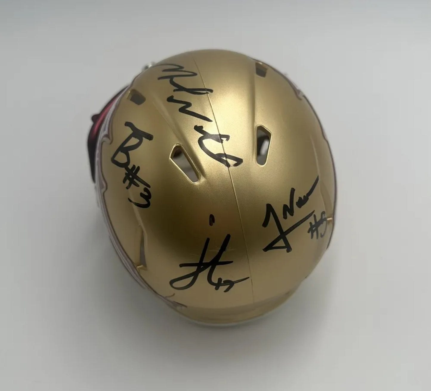 Jordan Travis, Benson, Verse, Norvell Autographed Florida State Mini Helmet