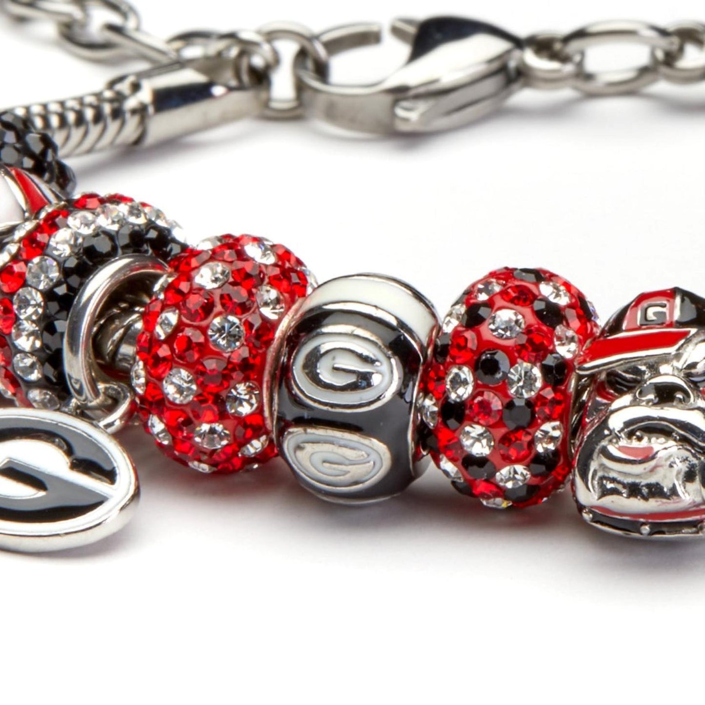 Georgia Bead Charm - Black Logo Stripe